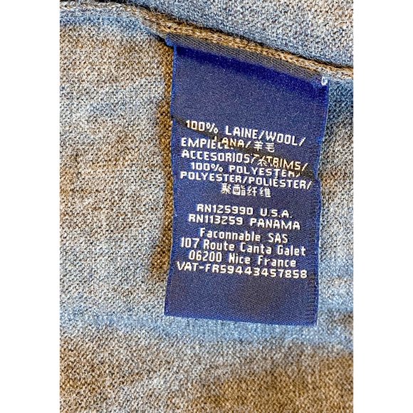 100% Soft Thin Wool Gray Turtleneck Knit 1/4 Zip Sweater - Picture 7 of 7